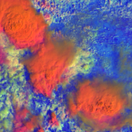 High-level, thick ice clouds with large particles on the cloud top - deep convection